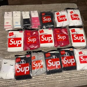 Hanes x Sup Graphic Crew T-Shirts - White, Red, Black